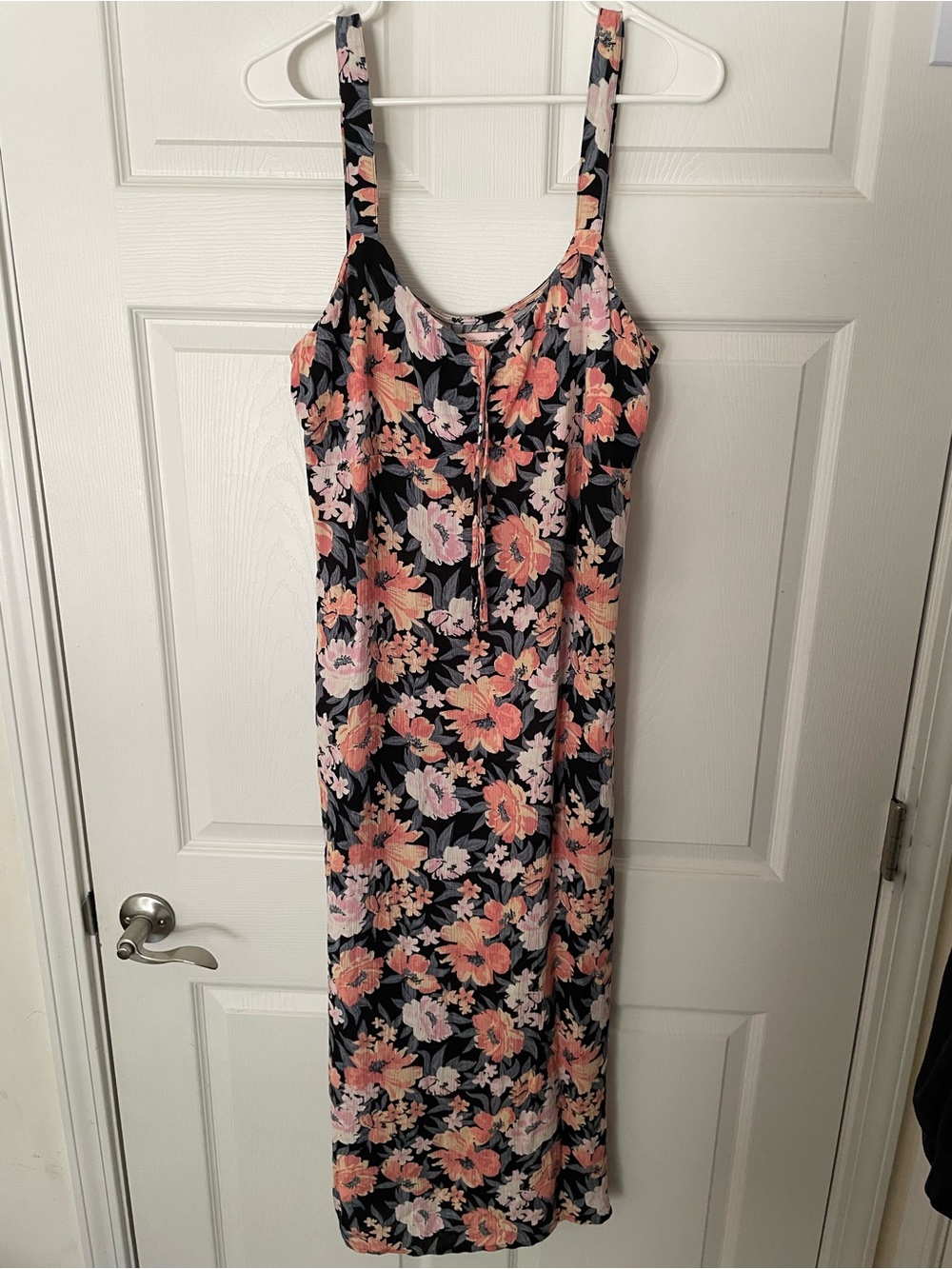 Sonoma (SO) Black Maxi Dress with Pink Floral Print XL